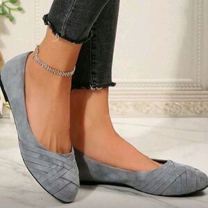 Women's Grey Weave Patteren Ballet Flats